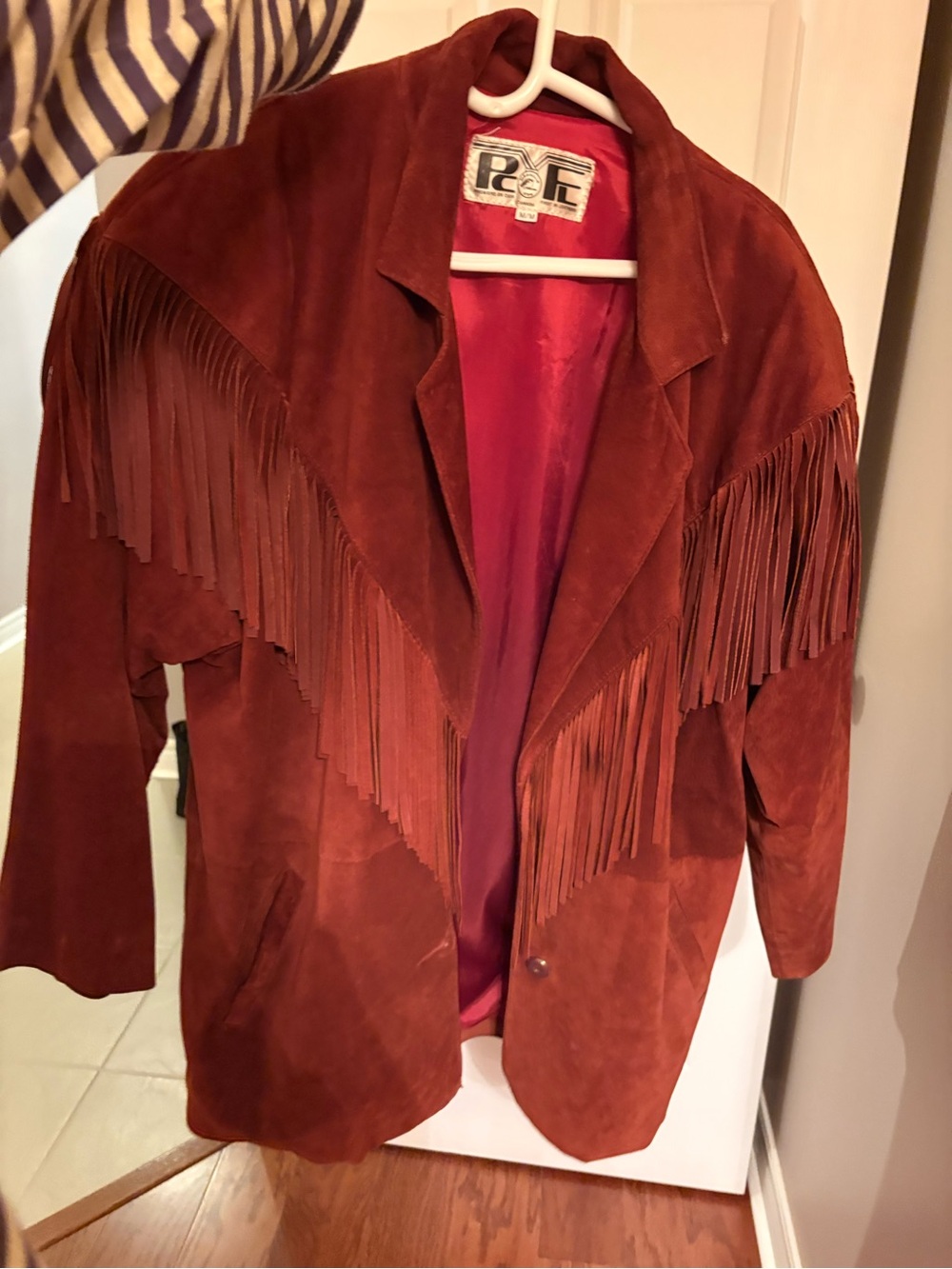 PCFL Fringe Suede Jacket - Rust Brown Women’s Coat.